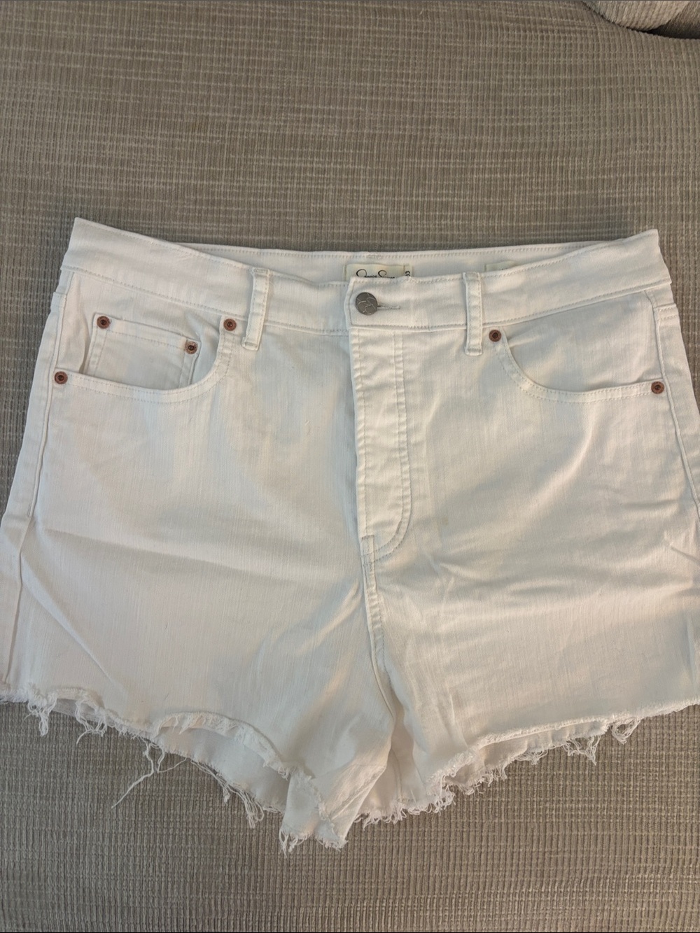 Jessica Simpson White Denim Frayed Hem Shorts